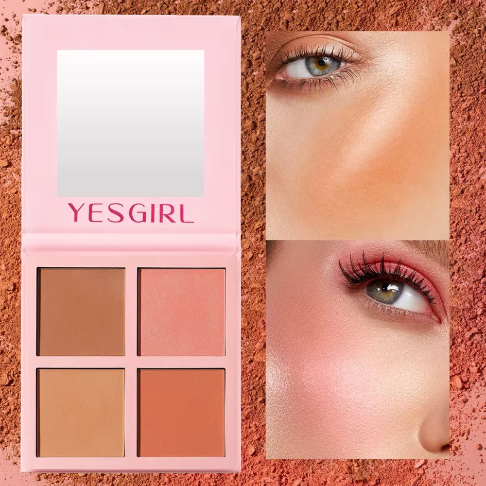 CLEARANCE SAL Four Color Matte Powder Blusher Low Saturation Soft Fog Powder Red Blusher Brightens Christmas gift