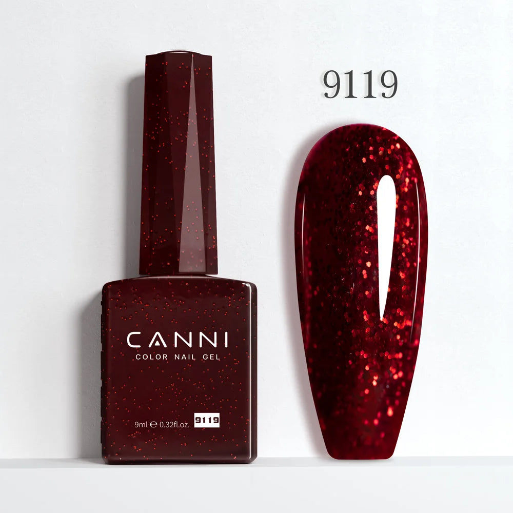 CANNI Hema Free Nail Gel Polish Fall Color Collection Semi Permanent Diamong Long Wear Top Coat Red Gorgeous JellyNude Color 9ml