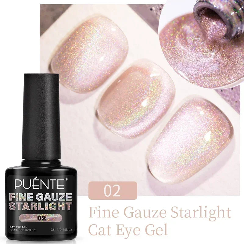 PUETNE 7.5ML Amber Moonlight Cat Magnetic Gel Nail Polish Winter Nails Jelly Glass Cat Eye Soak Off UV Semi-Permanent Varnish