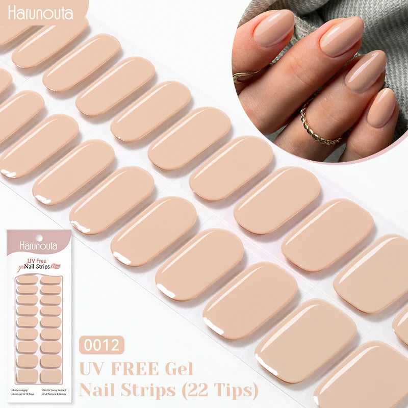 22strips UV Free Nail Gel Strips Loving Heart Gel Polish Nail Sticker Curing-free Adhesive Stickers for Nails Long Lasting Wrap