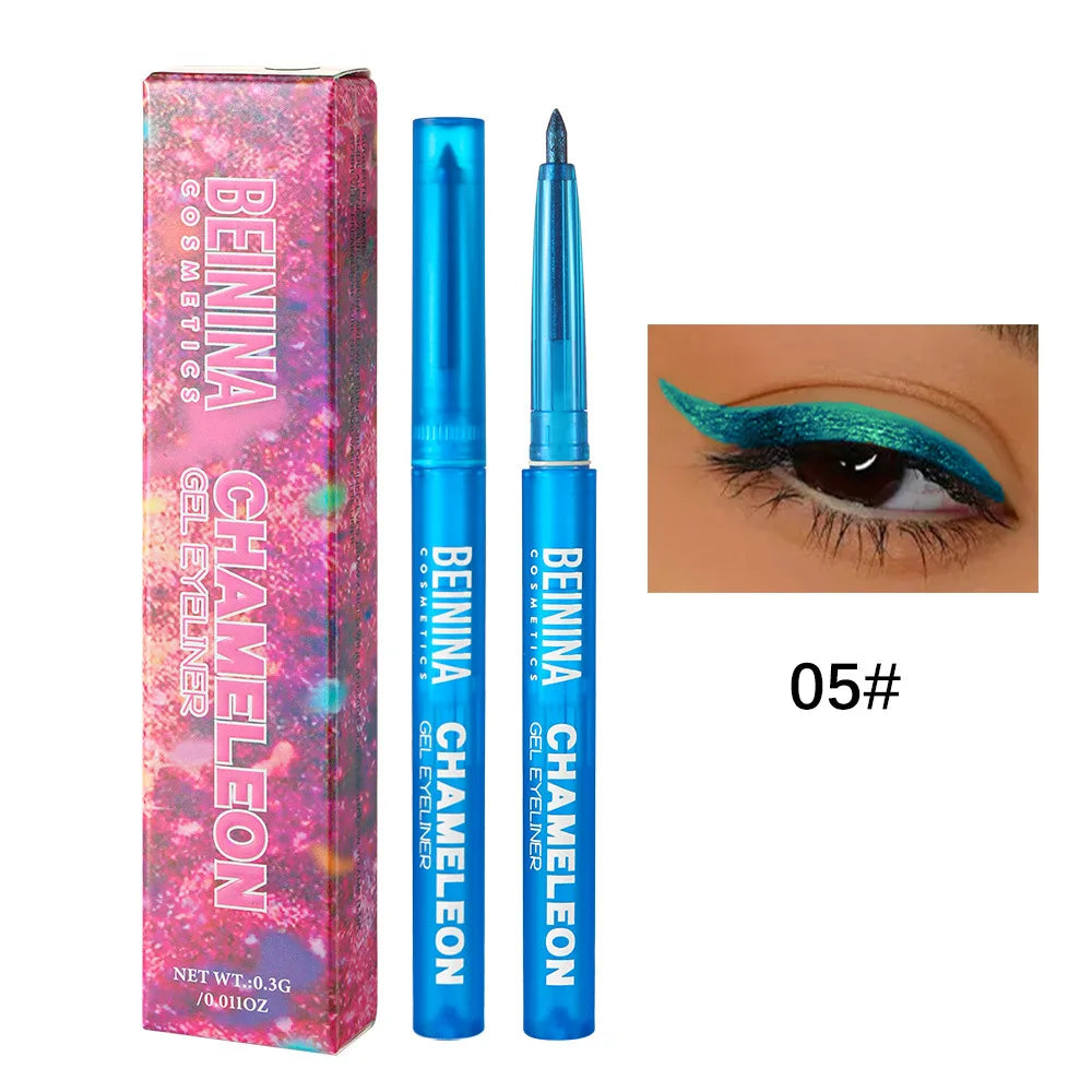 Shiny Chameleon Metallic Blue Eyeliner Gel Pen Eyeshadow Multicolor Eye Liner Pearlescent Polarized Glitter Eyes Pigment Makeup