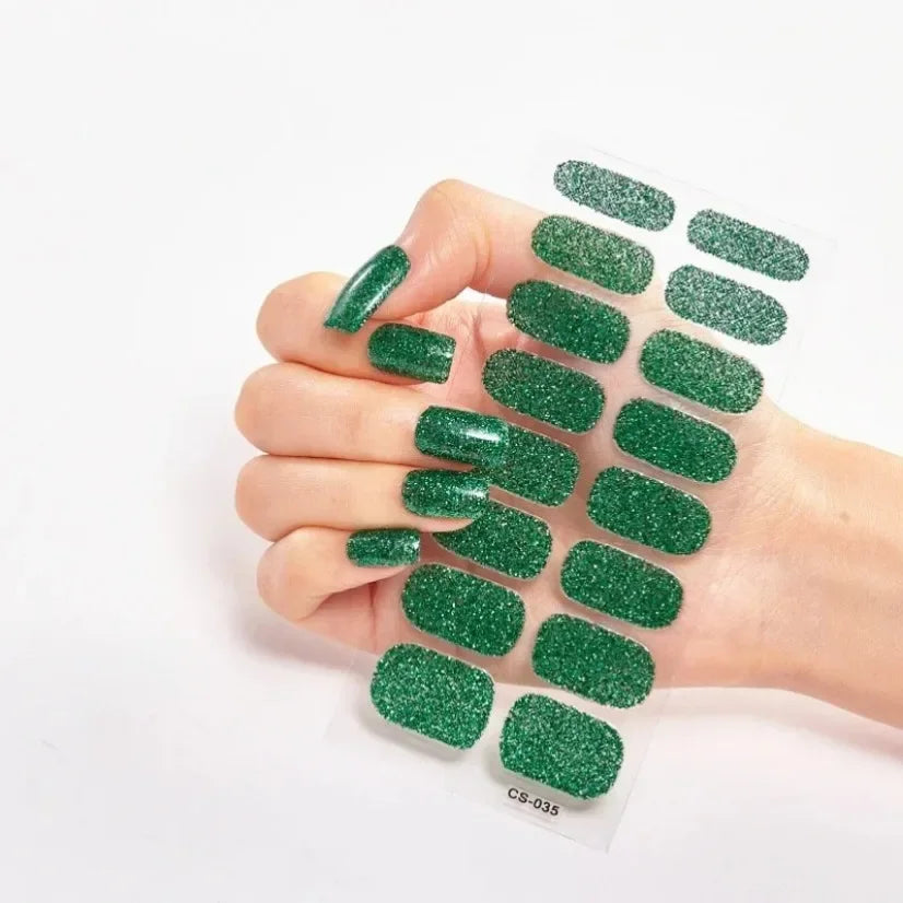 DIY Semi Cured Gel Nail Stickers Long-Lasting Solid Color Nail Strips Patch Slider Nail Sticker Full Cover Decal Manicure Patch
