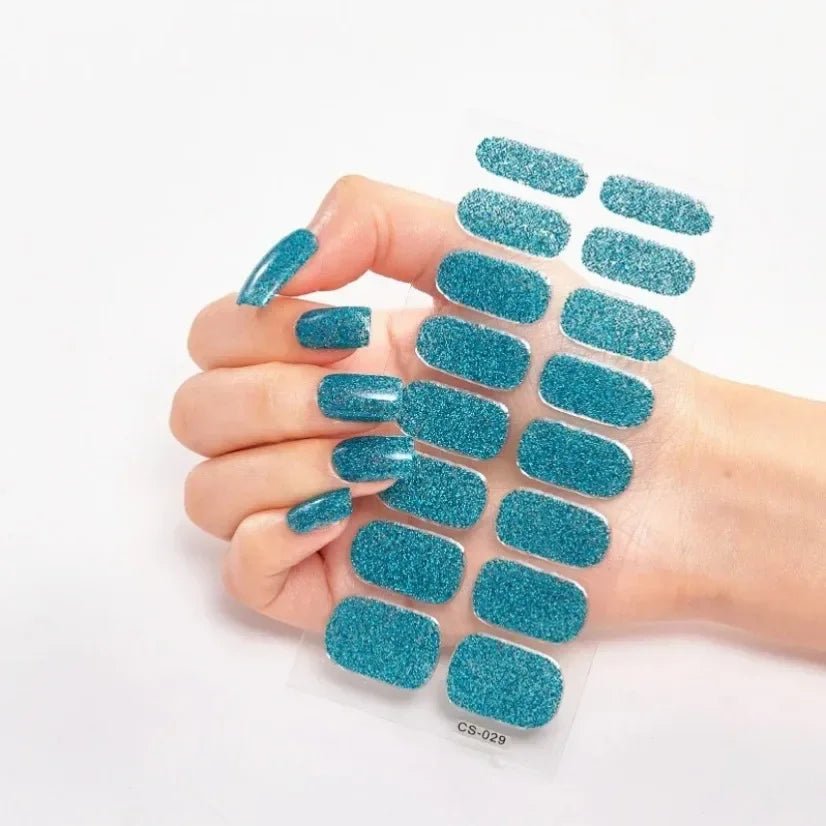 DIY Semi Cured Gel Nail Stickers Long-Lasting Solid Color Nail Strips Patch Slider Nail Sticker Full Cover Decal Manicure Patch