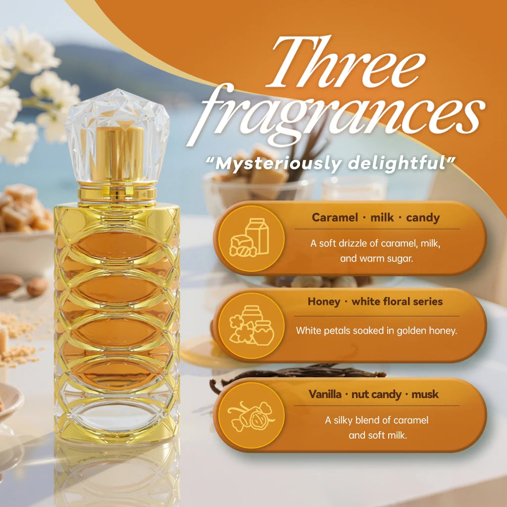 Sweet Caramel Vanilla Perfume for Women 50ml, Long Lasting Honey Musk Fragrance, Confident & Sexy Scent for Date Night, Gift for