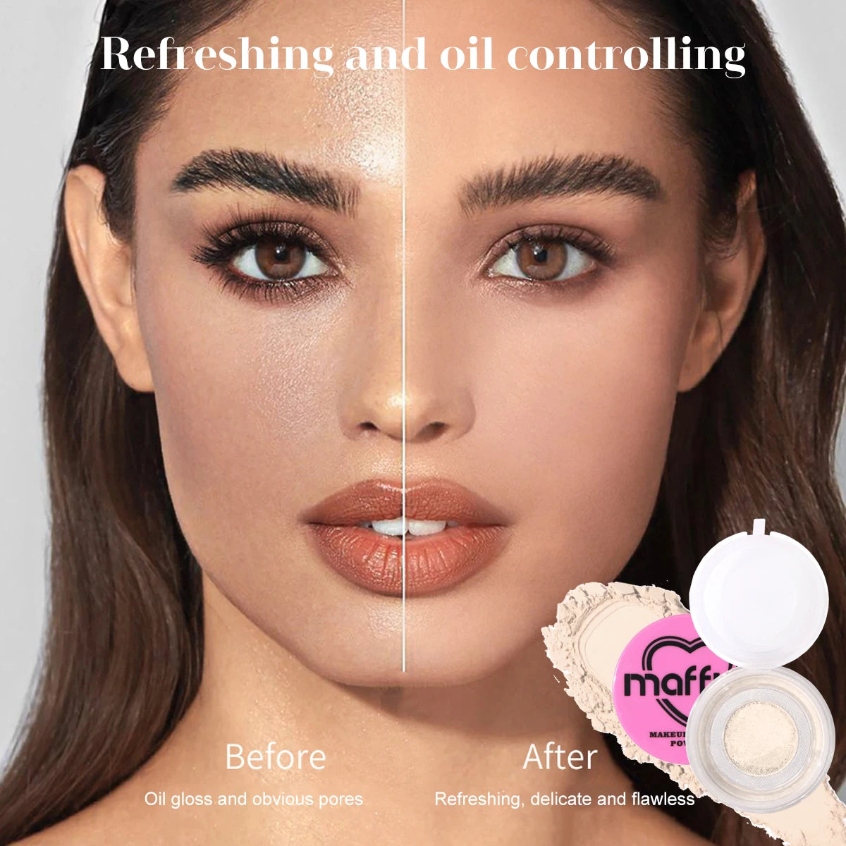 Sweet Heart Powder - Energetic, Soft-Skin Airy Loose Powder, Oil-Control, Sweat-Proof, Waterproof, Long-Lasting Setting Powder