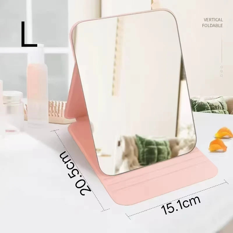 1PC Portable Compact Folding Makeup Mirror - Desktop Size, Suitable for Student Dormitories, Homes, with Storage Function