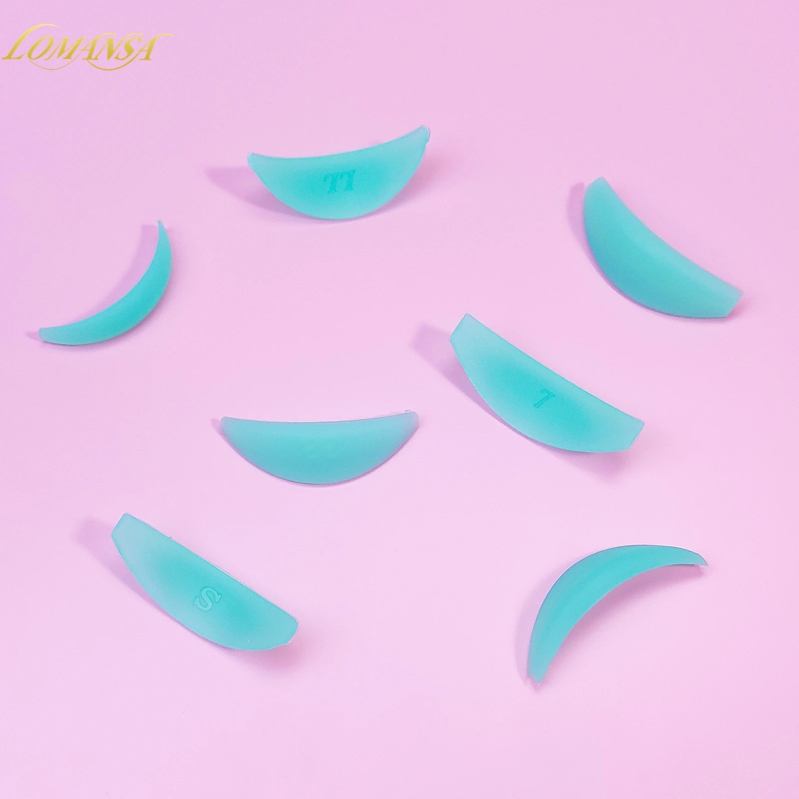Lomansa 7 Pairs L Curl Silicone Eyelash Perm Pads Sticky Lashes Rod Shield Lifting 3D Eyelash Curler Accessories Makeup Tools