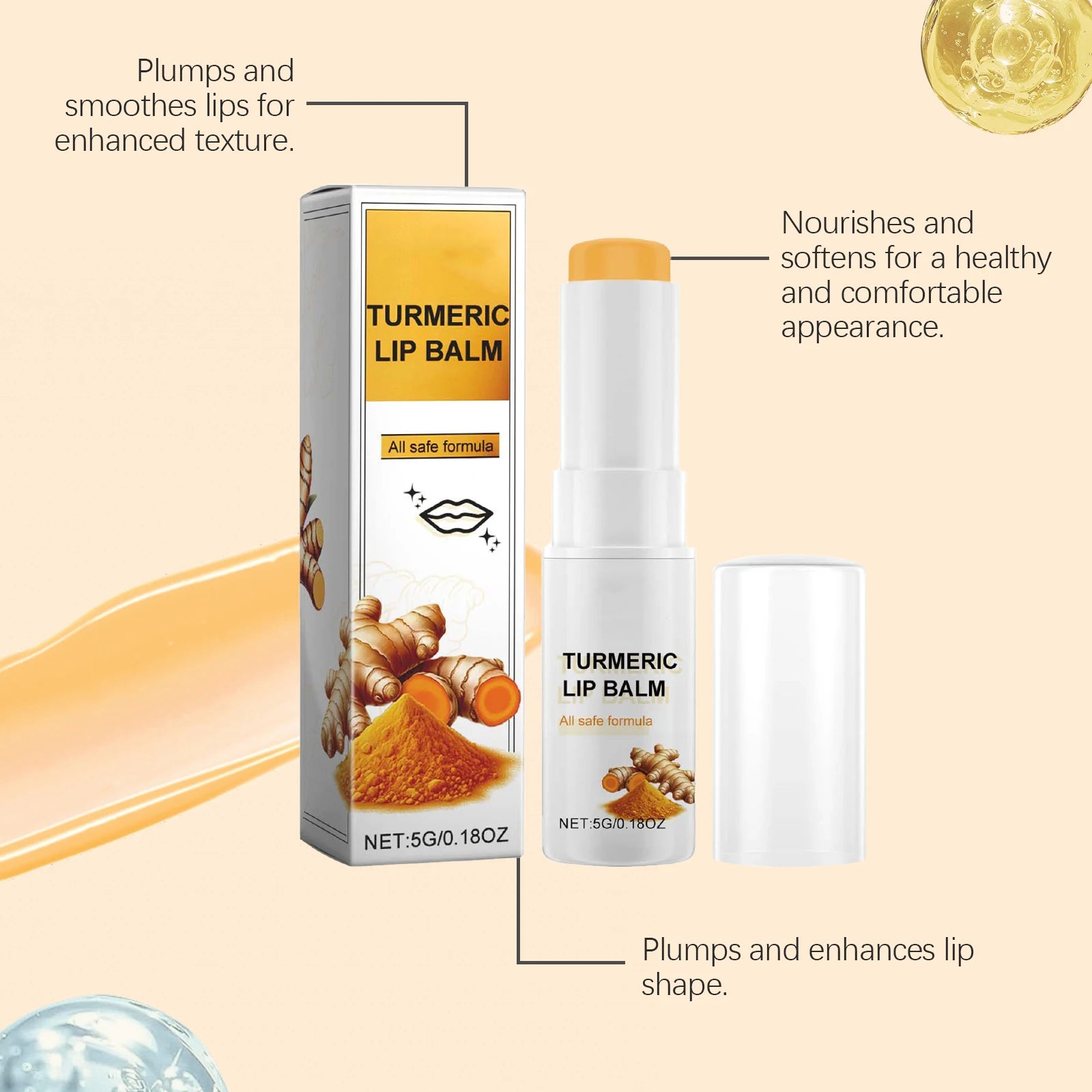 Turmeric Moisturizing Lip Balm Hydrating Protective Barrier Soothing Dry Chapped Lips Long Lasting Natural Formula Lip Care