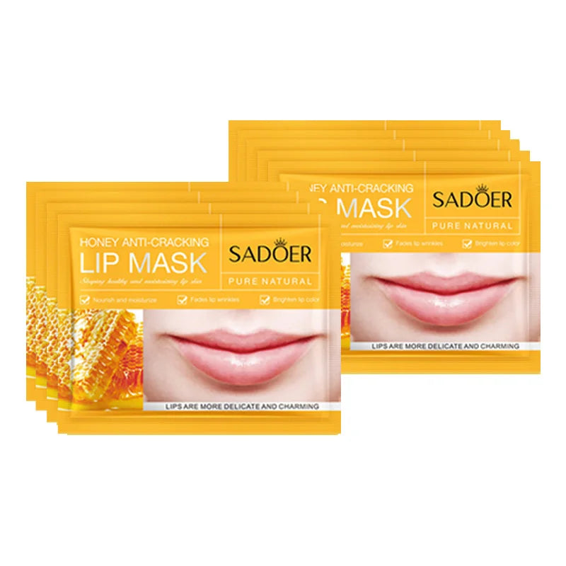 10pcs SADOER Fruits Moisturizing Lip Mask Nourishing Beauty Hydrating Crystal Collagen Gel Lip Patches Skin Care