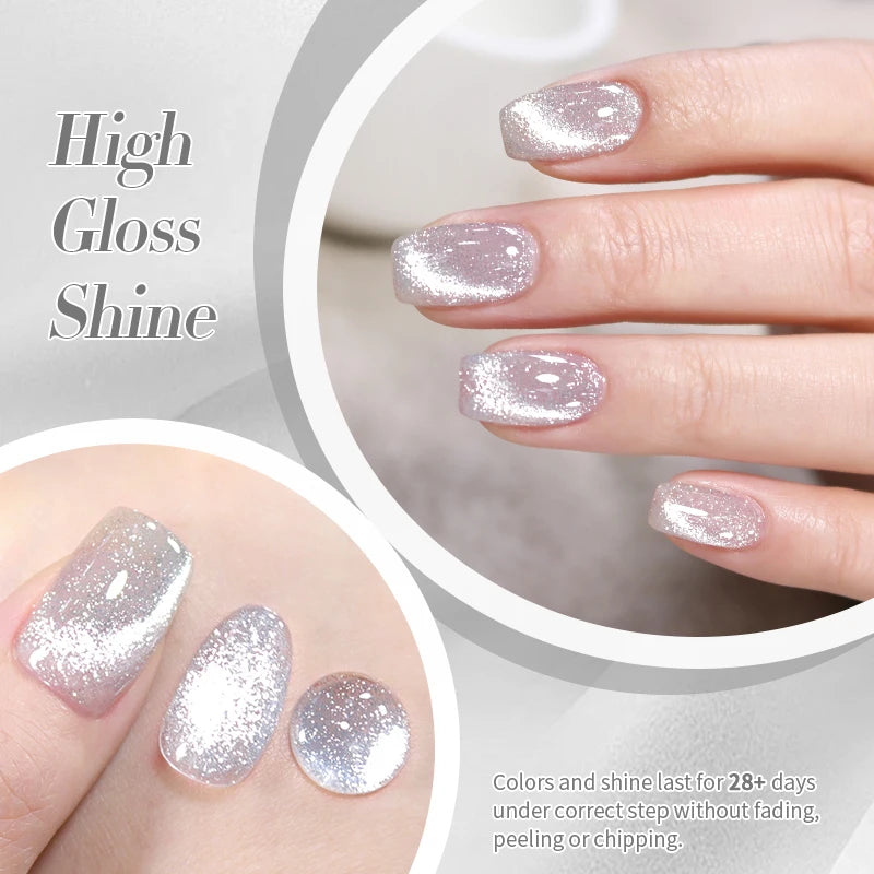 BORN PRETTY 10ml Silver Shining Reflective Cat Magnetic Gel Nail Polish Crystal Glitter Soak Off UV LED Nail Art Gel Varnish