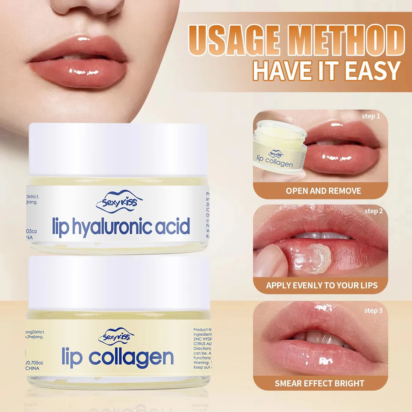 Lip collagen sleeping lip mask 20g silicone lip brush deep moisturizing long-lasting moisturizing exfoliation brightening smooth