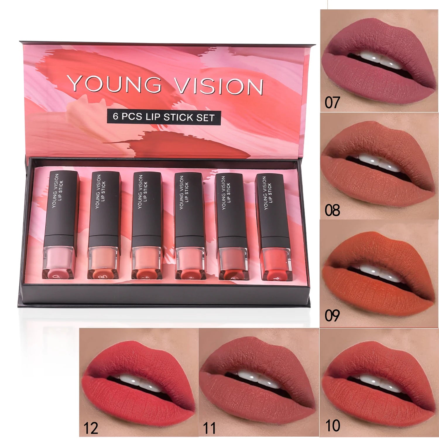 Langmanni matte lipstick set with matte finish, waterproof and not easy to stick to cups, 6-color gift box lipstick set