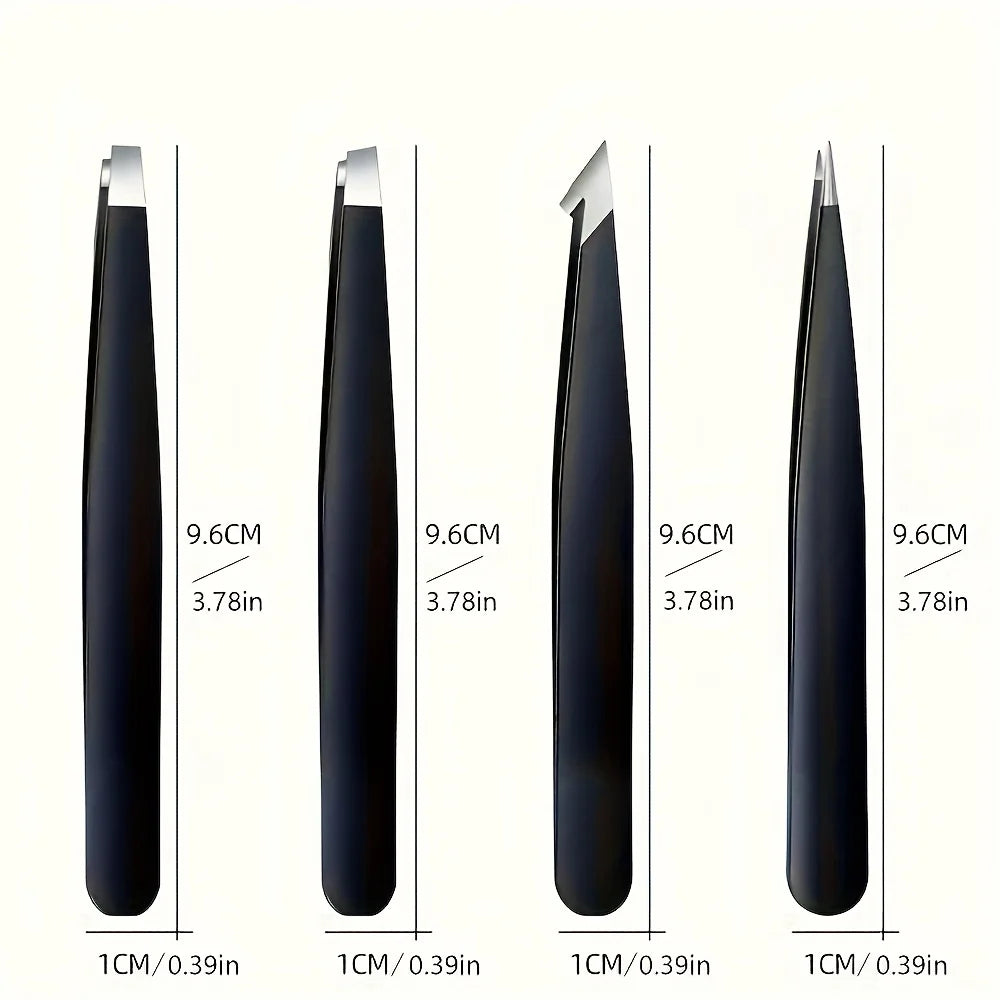 4 Pcs Set High-Quality Stainless Steel Eyebrow Tweezers  Suitable for Eyebrows Eyelashes Remove Beard Christmas Gift
