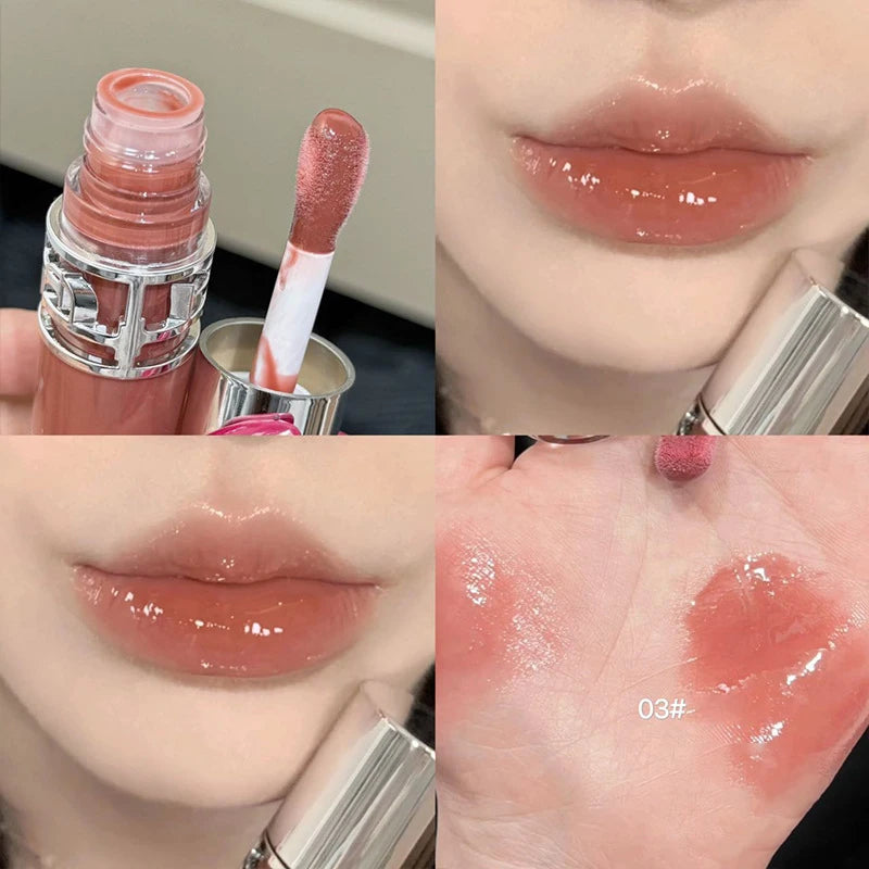 Transparent Moisturizing Lip Gloss Hydrating Drying Lips Mirror Lipstick Makeup Crystal Lip Oil Mirror Lip Glaze Tinted Plumper