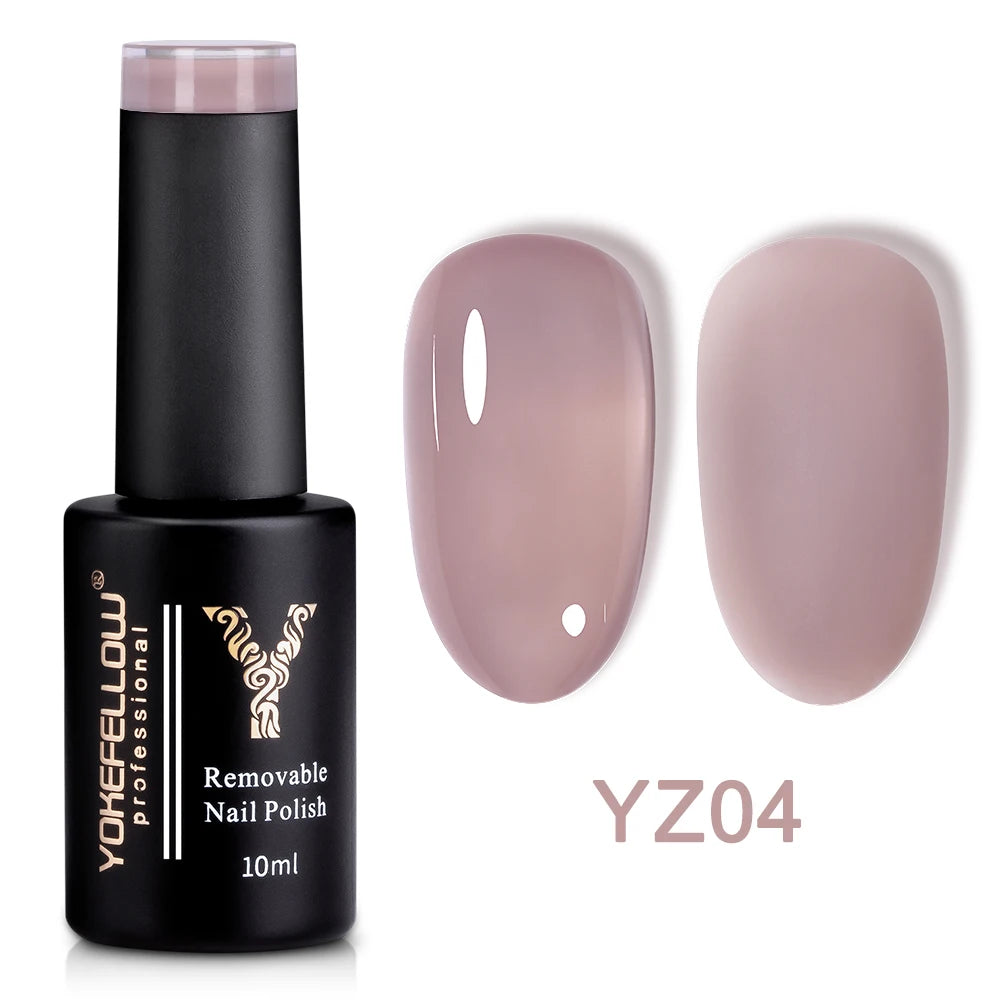 YOKEFELLOW 10ml Jelly Nude Gel Nail Polish High Quality Translucent Pink Nail Gel Varnish Soak Off UV Gel Polish Long Lasting