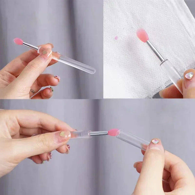 Silicone lip brush with cover, dustproof lipstick brush, glitter eyeshadow brush, portable multi-purpose brush