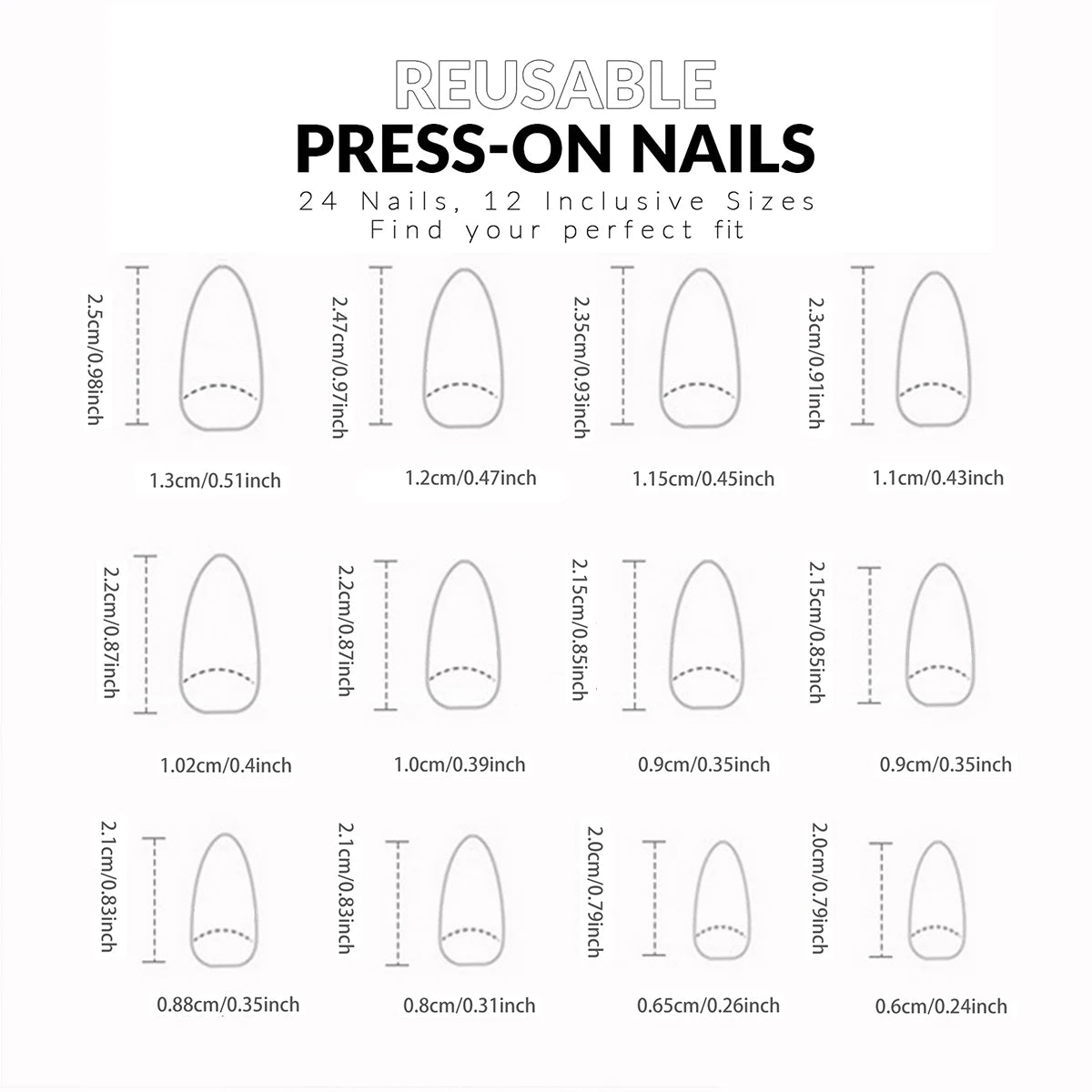 24 fake nails, fashionable wearable nails, ladies press nails, including 1 nail glue and 1 nail file