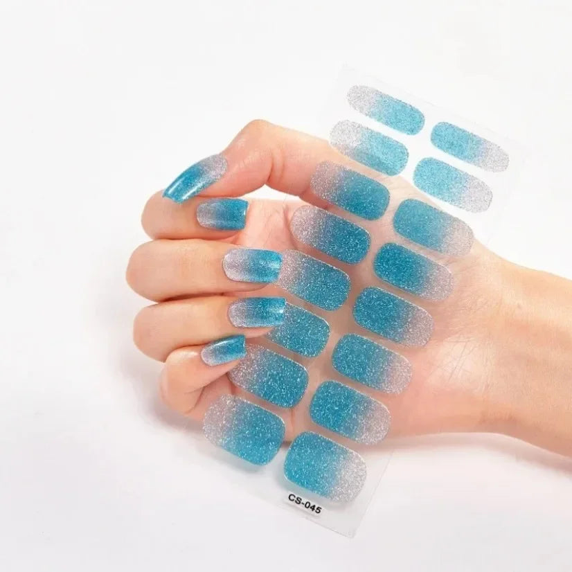 DIY Semi Cured Gel Nail Stickers Long-Lasting Solid Color Nail Strips Patch Slider Nail Sticker Full Cover Decal Manicure Patch