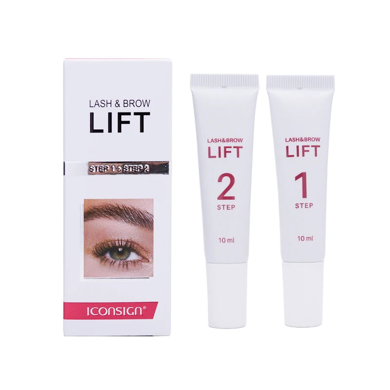 2Pcs 10ml Lash Lift Kit Brow Lamination Lashes Perm Lotion Tube Step 1 and 2 Fixation Setting 8-12Minutes Lifting Eyelash Tool