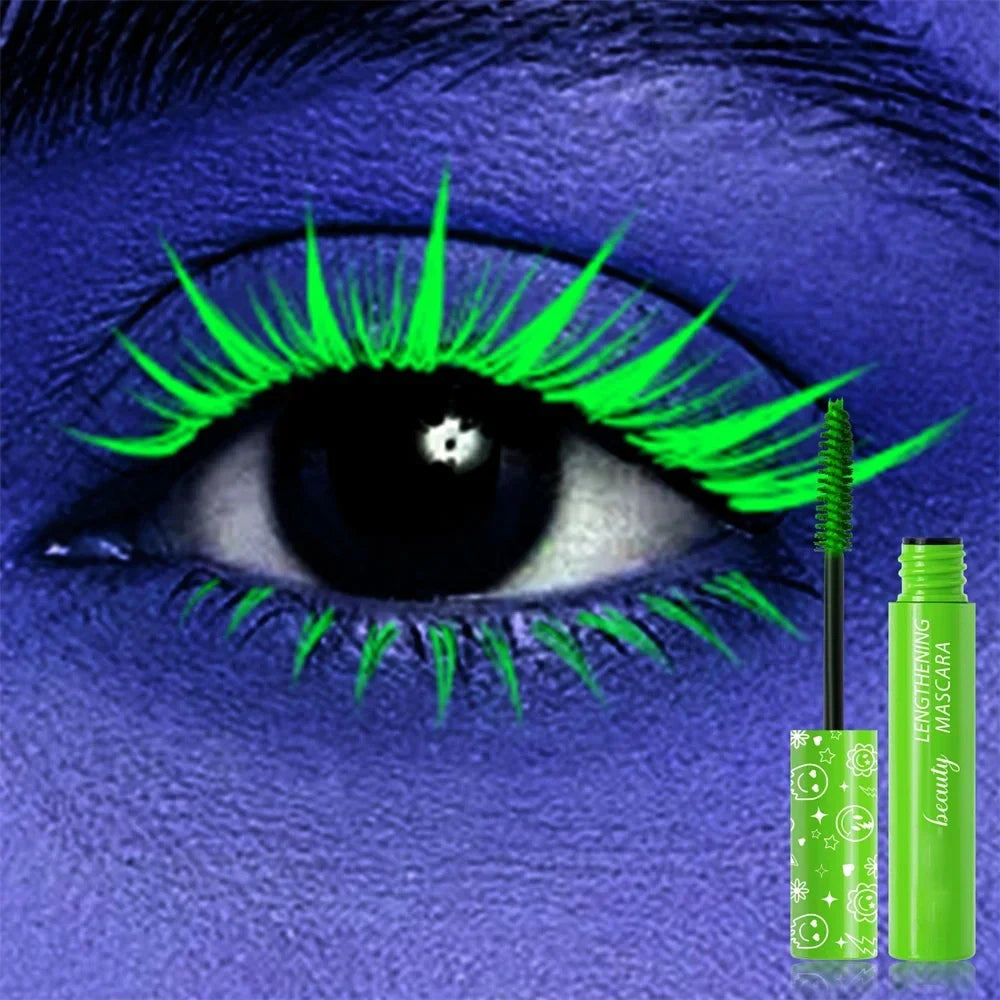6Color Neon Mascara Fluorescence Waterproof Lasting Cosmetic Luminous Pigment Quick Dry Mascara Non Caking Eyelash Extend Makeup