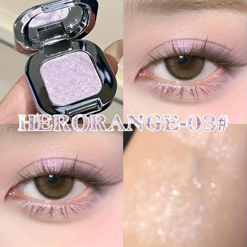 Hwrorange Square Diamond Highlight Single Color Eyeshadow, Fine Sparkle, Explosive Shine, Even and Full Color, Delicate and Soft Texture, Waterproof and Long-Lasting, Versatile for Daily Use, Essential Christmas Gift