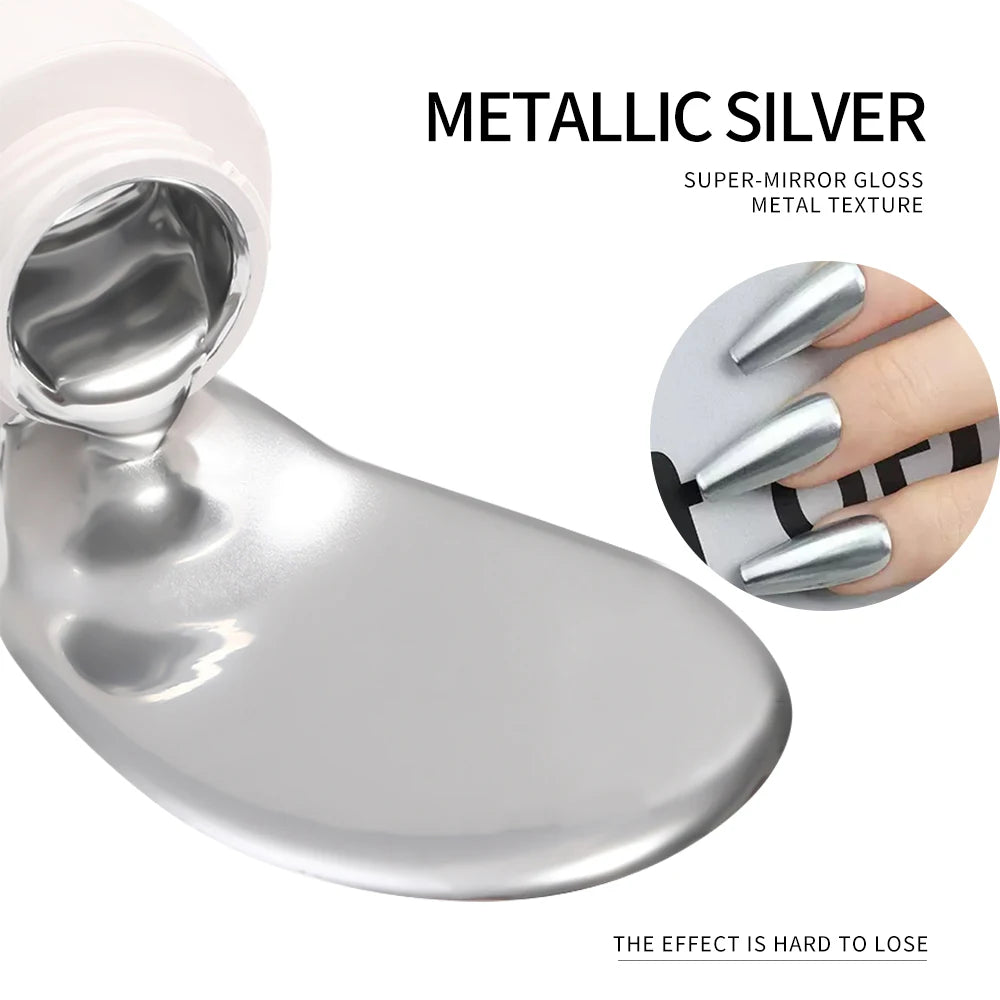 5/7/8/10ml Metallic Gel Gold Mirror Effect Gel Nail Polish French Design Line Flower Drawing Gel Nail UV Soak Off Polish Varni