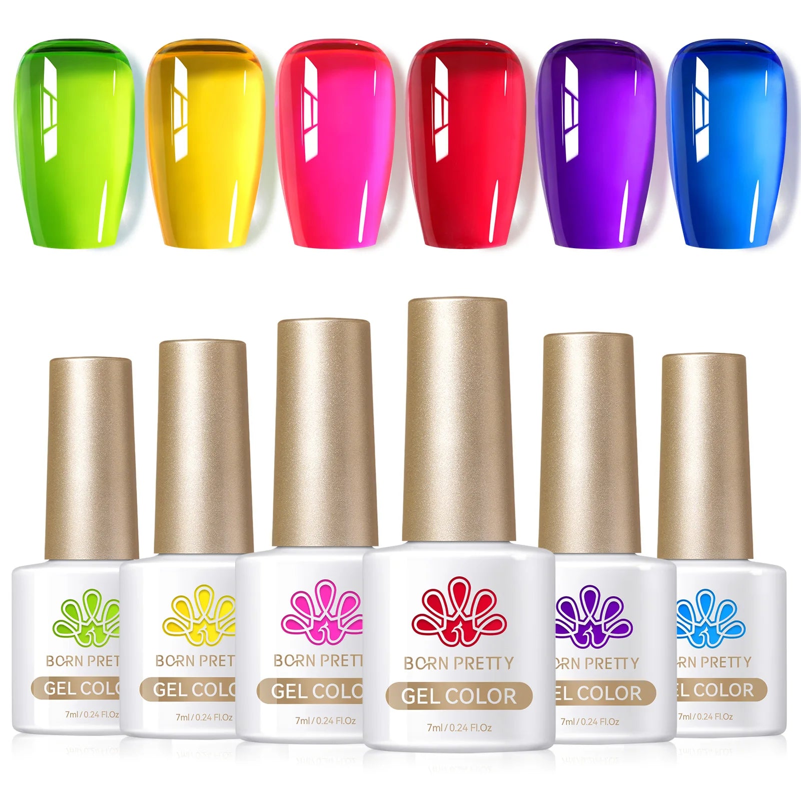 BORN PRETTY 6pcs Crystal Amber Gel Nail Polish Set Jelly Pink Nude Winter Semi Permanent Soak Off UV LED Varnish Manicure Kits