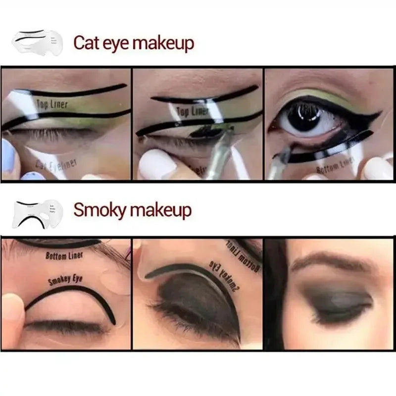 10-Piece Professional Eye Makeup Stencil Set - Reusable Guide Cards for Winged Eyeliner, Eyeshadow Blending, Cut Crease, and Bro