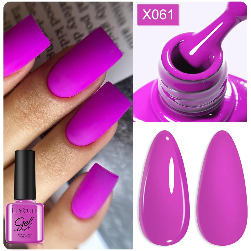 LILYCUTE 7ml Fruit Grape Purple Cat Magnetic Gel Nail Polish Vernis Semi Permanent Soak Off Colorful Gel Polish Nails Supplies