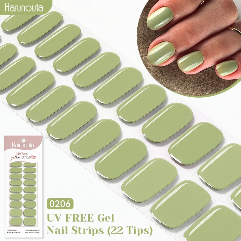 22strips UV Free Nail Gel Strips Loving Heart Gel Polish Nail Sticker Curing-free Adhesive Stickers for Nails Long Lasting Wrap