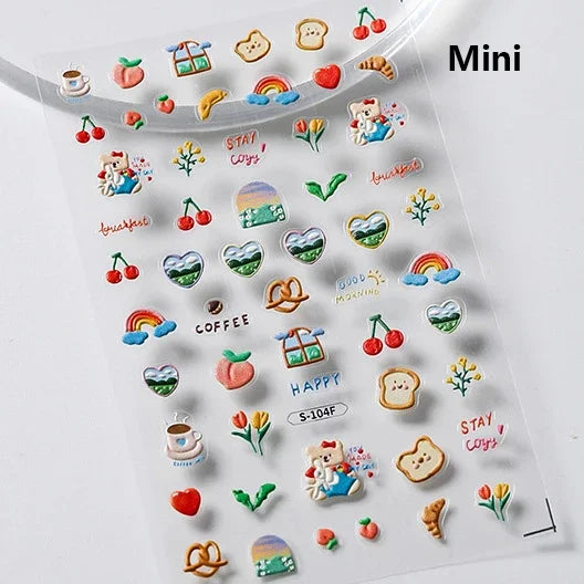 Cute Cat Eye Fishbone Animals Leopard Cat Ginger Cat Kitten Exclamation Point Paw Self Adhesive Nail Art Sticker Manicure Decals