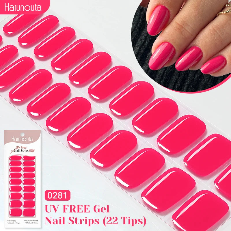 22strips UV Free Nail Gel Strips Loving Heart Gel Polish Nail Sticker Curing-free Adhesive Stickers for Nails Long Lasting Wrap