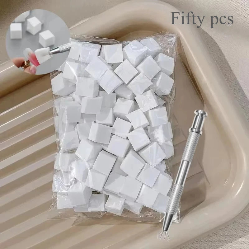 25/50/100Pcs Square Nail Art Sponge Set Gradient Nail Brushes Gel Polish Design Nail Sponge Grab Pen Manicure Supplies 229w