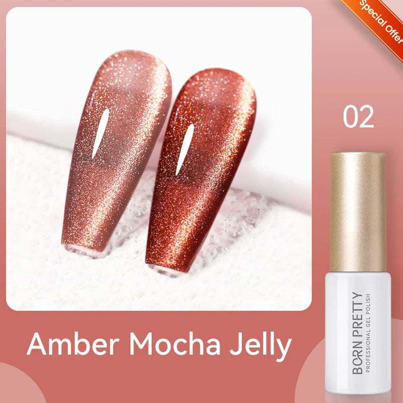 BORN PRETTY 10ml Sliver Carat Mirage Reflective Glitter Gel Nail Polish Sparkling Ultra Shine Soak Off UV Nail Art Gel Varnish