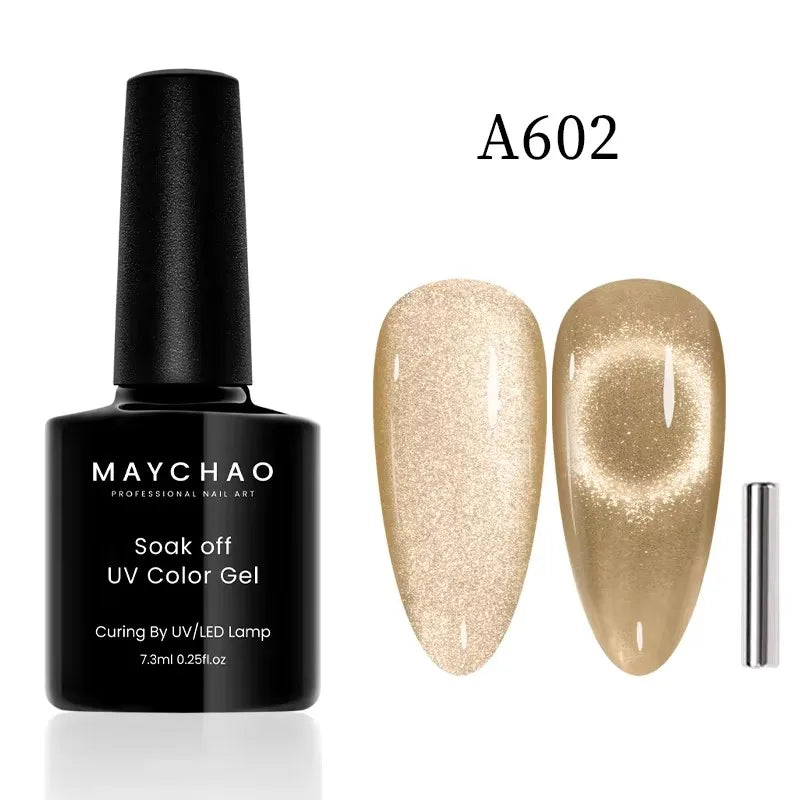 MAYCHAORomantic Galaxy Cat Eye Gel Nail Polish With Magnet Soak off UV Holographic Magnetic Rainbow Gel Polish for Nail Manicure