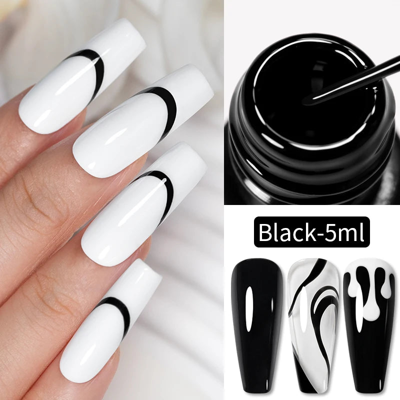 5ML Gold Silver Metallic Liner Paint Gel Polish Chrome Mirror Metal Effect Super Bright French UV LED Semi Permanent Nail Gel