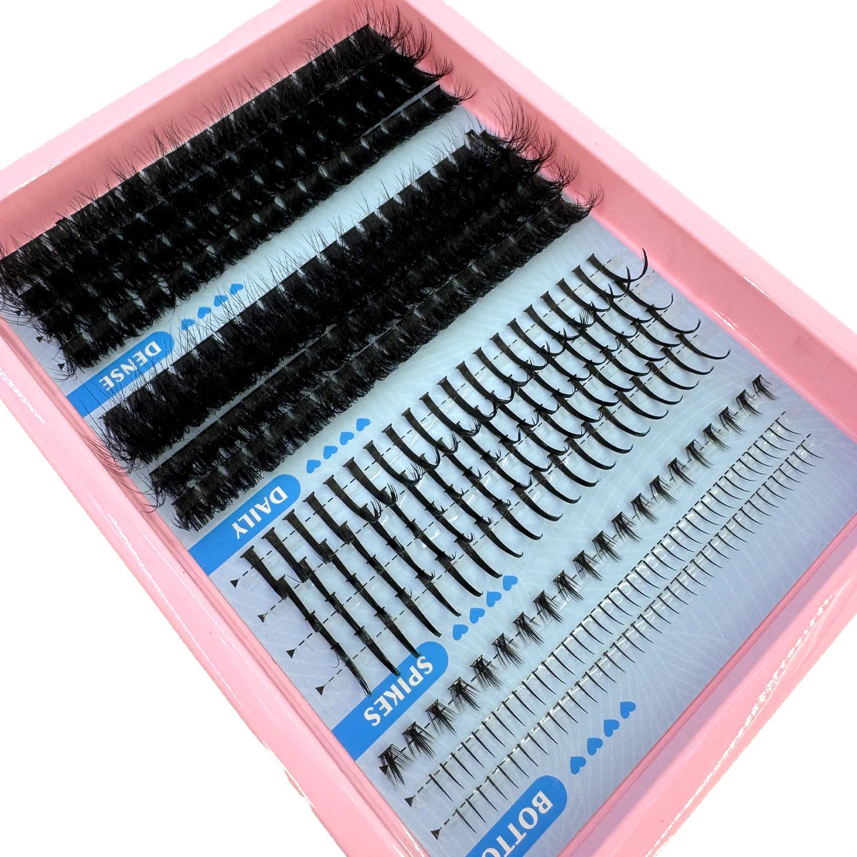 15Rows Lash Clusters Spikes Eyelash Extensions Spiky Lashes Extension Thick Individual Cluster Lashes with Spikes&Bottom Lashes