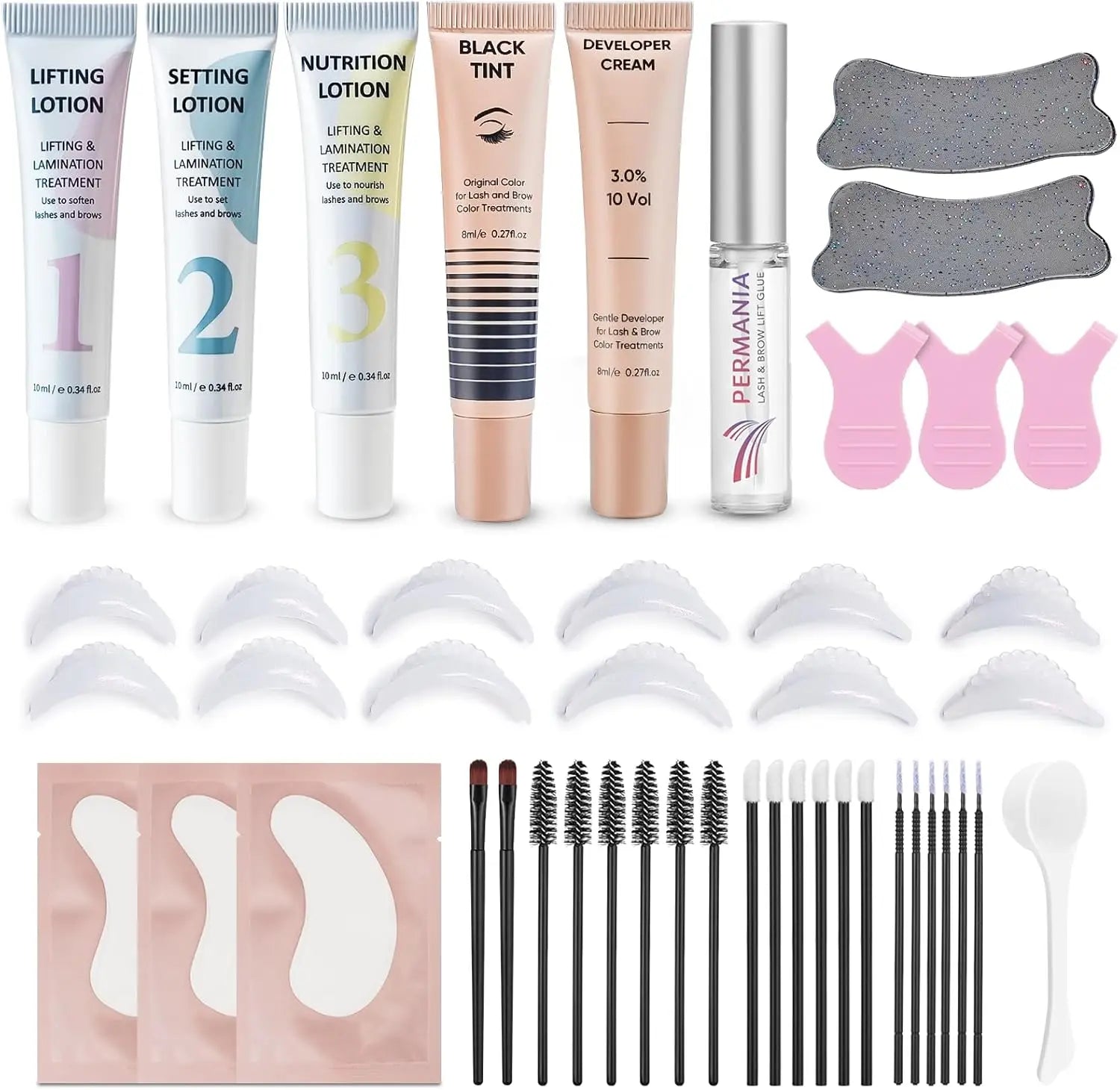 Permania Lash Lift and Brow Lamination Kit with Black Tint