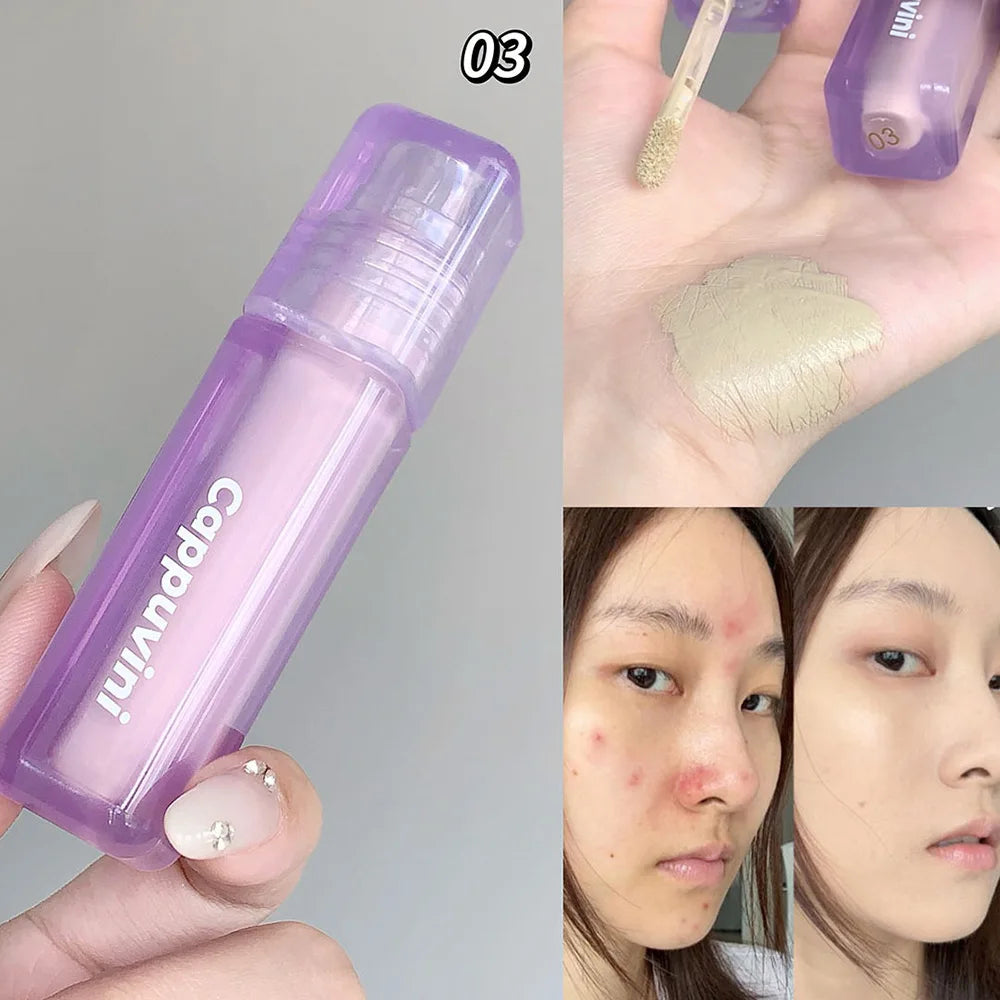 Cappuvini Velvet Highlighter Concealer Liquid Cover Acne Marks Dark Circles Brighten Skin Tone Moisturize Long-lasting Makeup