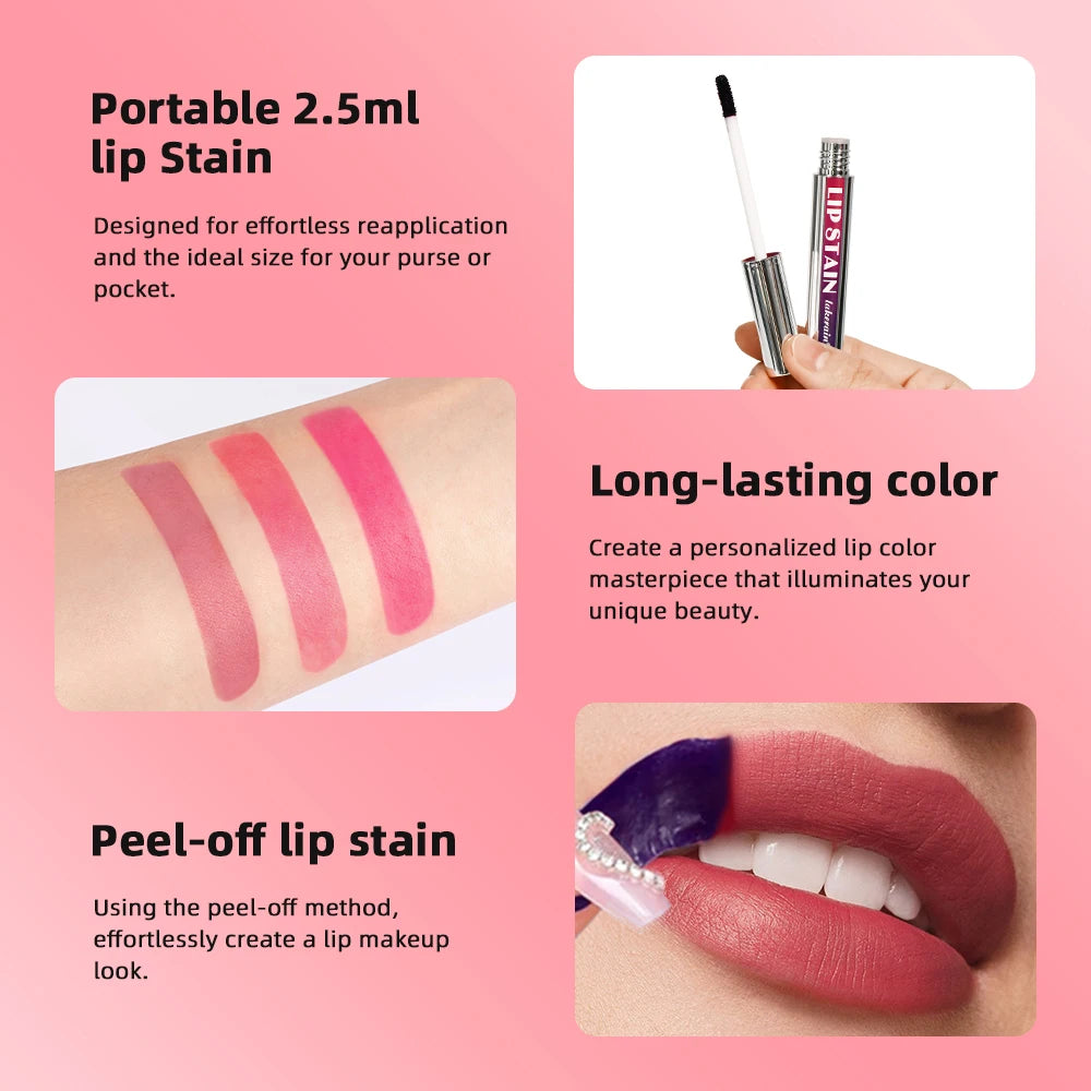 Korean Peel-Off Matte Lip Stain - Long Lasting Waterproof Tint