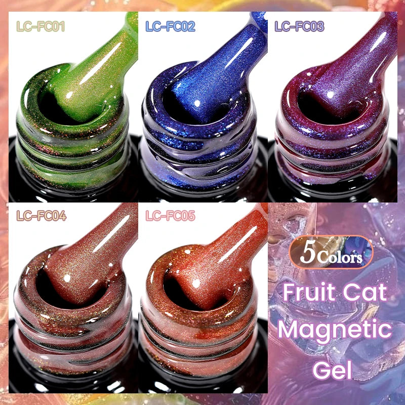 LILYCUTE 7ml Fruit Grape Purple Cat Magnetic Gel Nail Polish Vernis Semi Permanent Soak Off Colorful Gel Polish Nails Supplies