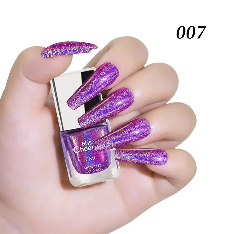 Rainbow Sparkle Holographic Nail Polish 7ml Multichrome Laser Glitter Nail Lacquer Quick-Dry Salon Professional Nail Art Polish