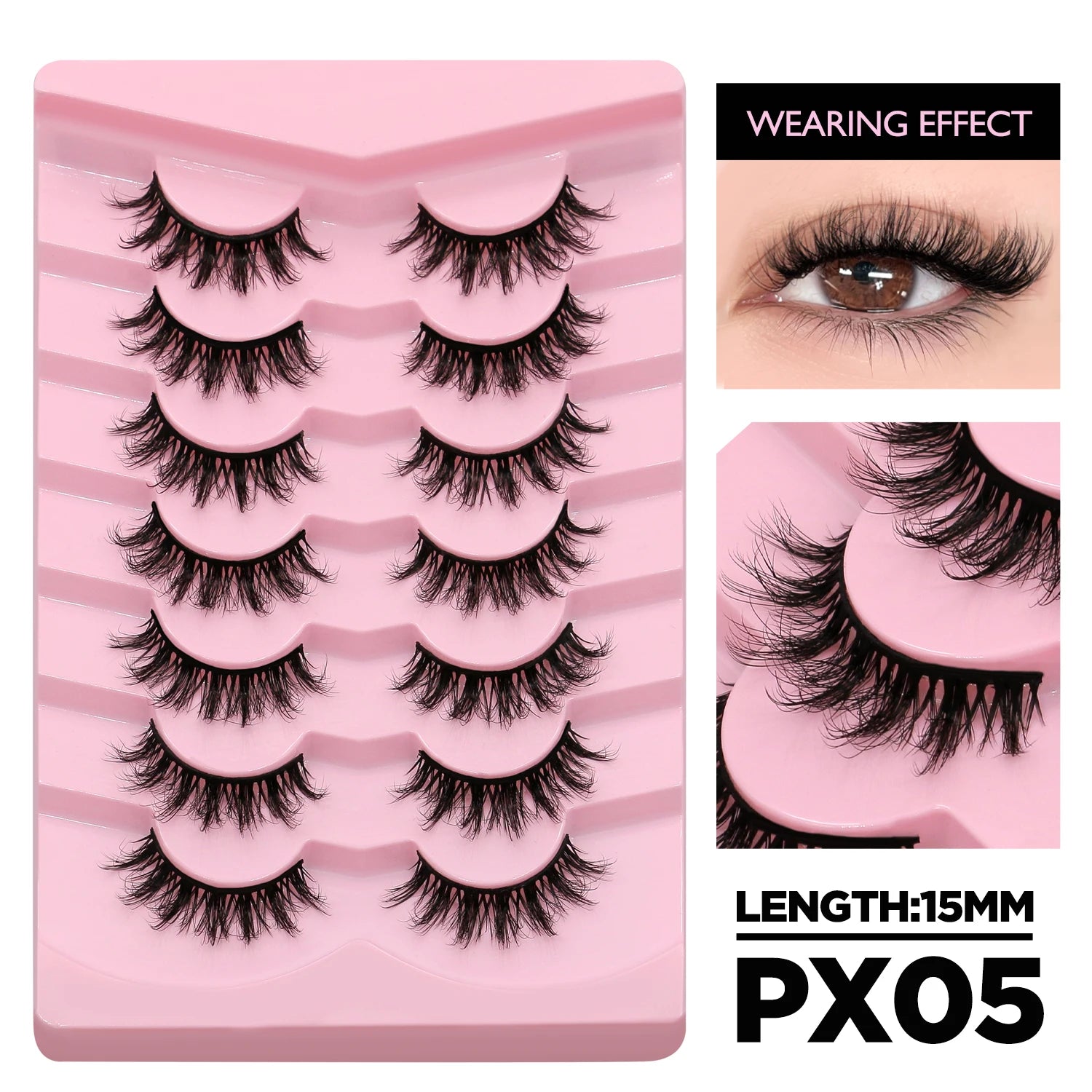 Cat Eyelashes Fluffy 3D Mink Eyelashes Natural Look False Lashes for Daily Party Wedding Lightweigh Reusable Makeup
