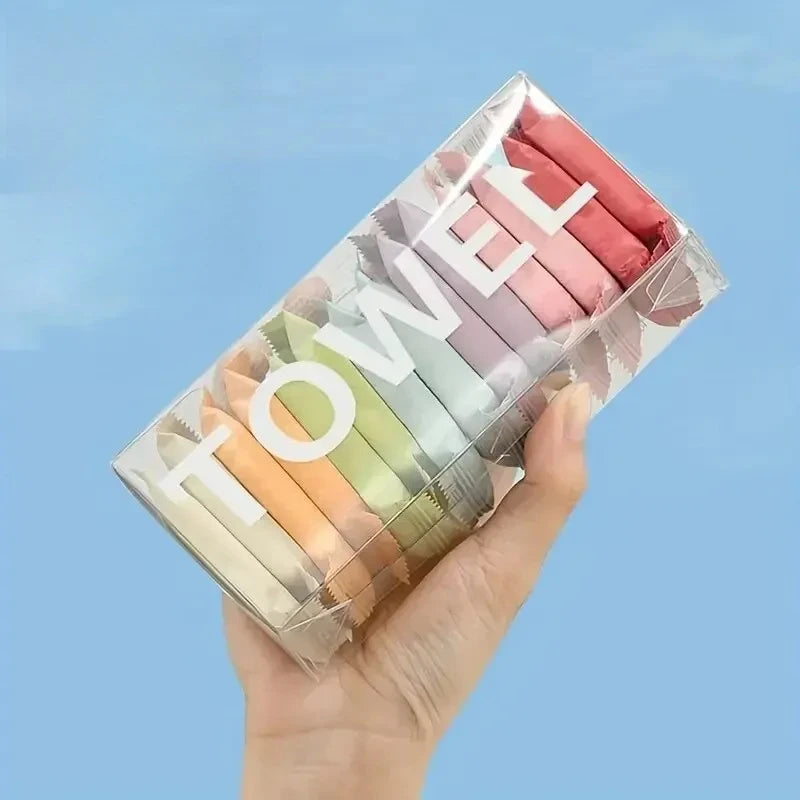 14pcs Disposable Portable Travel Towels Thickened Compressed Face Cleansing Beauty Square Washcloths for On-the-Go Hygiene
