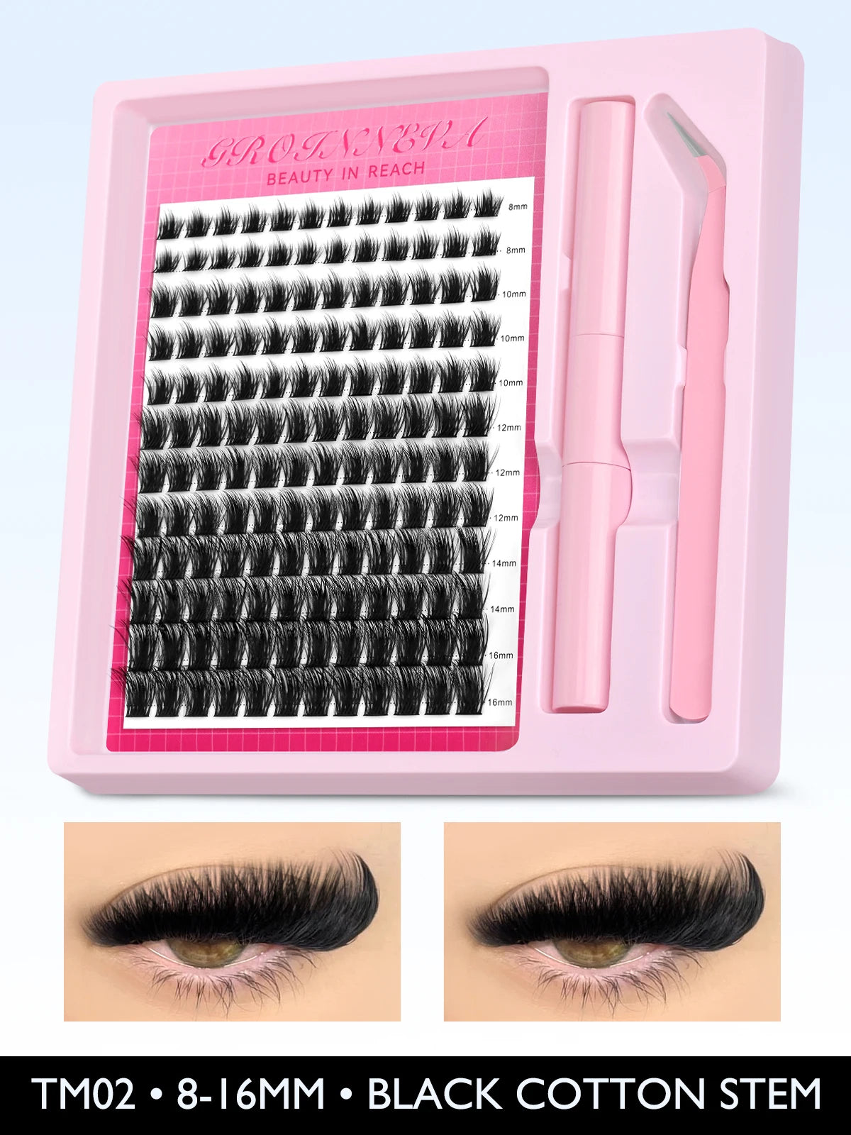 Lash Clusters Kit Fluffy Individual Lashes C Curl Cluster Eyelash Extensions 10-18mm DIY Lash Extension Kit Lash Bond and Seal