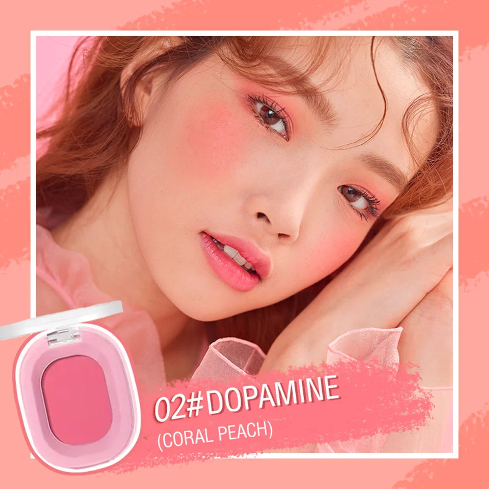 Monochrome Matte Blush Powder,Natural Nude Cheek Rouge,Brightening Long-Lasting Waterproof,Easy Apply,Safe Xmas Halloween Makeup