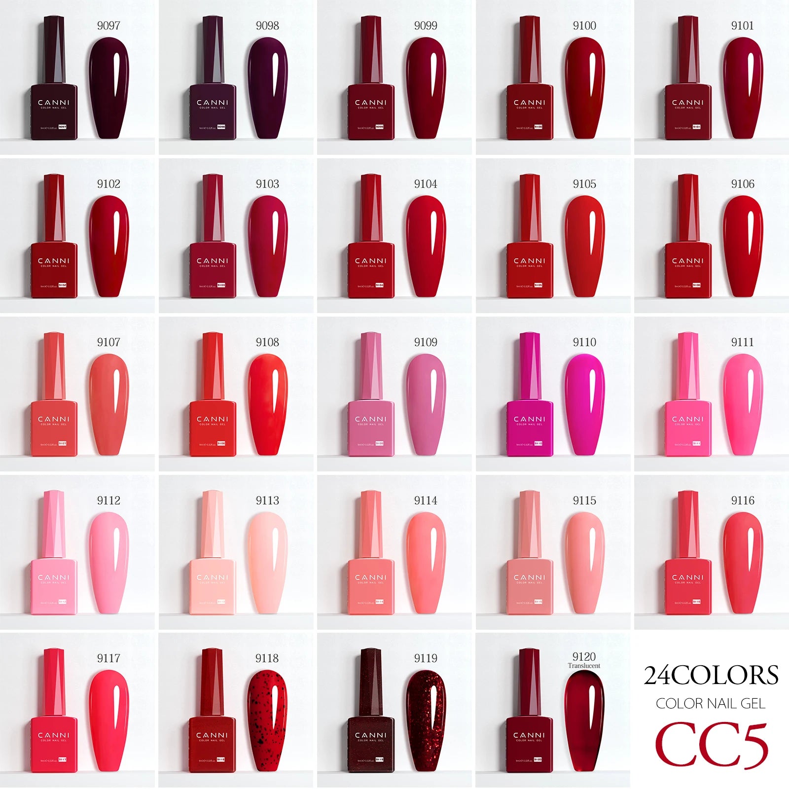 CANNI Hema Free Nail Gel Polish Fall Color Collection Semi Permanent Diamong Long Wear Top Coat Red Gorgeous JellyNude Color 9ml
