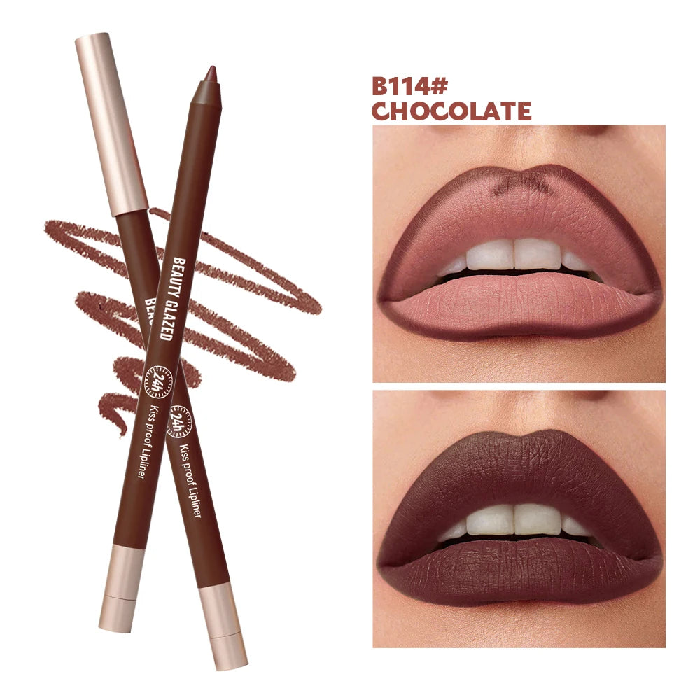 8 Colors Artist Palette Matte Velvet Lip Liner Pencil | Long-Lasting Waterproof, Non-Sticky Matte Finish, Precise Tip for Sharp