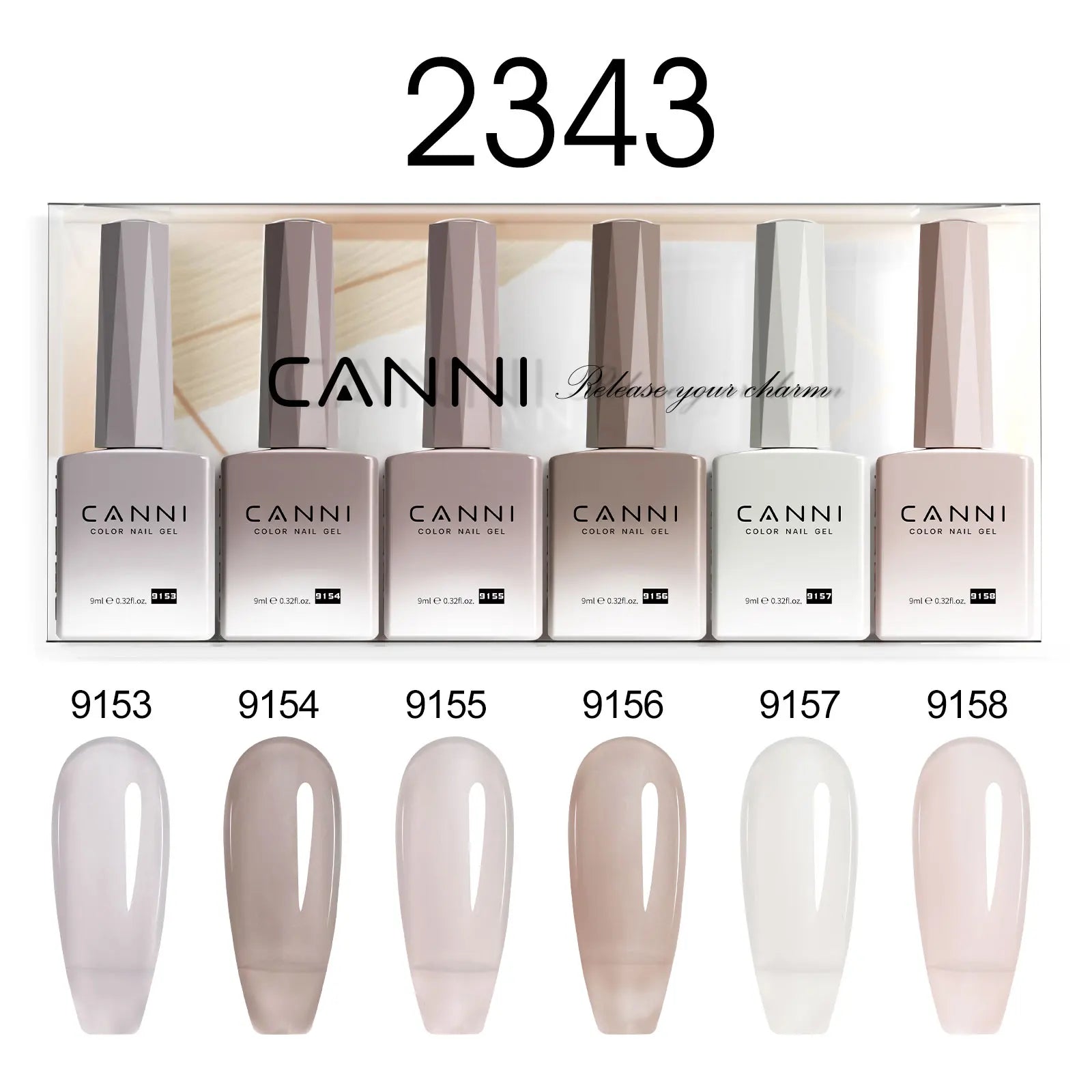 6pcs*9ml CANNI Nail Gel Polish Kit HEMA FREE Jade Jelly Nude Jelly Pink VIP Kit Christmas Gift French Nail Design Natural Color