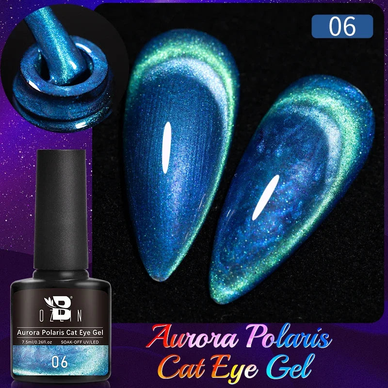 AWStorG 7.5ml Golden Gradient Cat Eye Nail Polish Gel Phototherapeutic Gel Soak Off Nail Magnetic Gel Polish Nail Art DlY